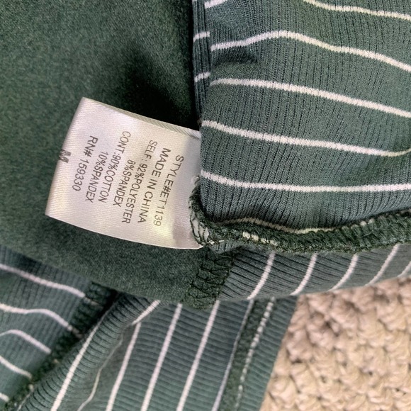 Heyson Womens Shirt Top Size Medium Dark Forest Green Striped Oversized Pullover - Picture 10 of 11